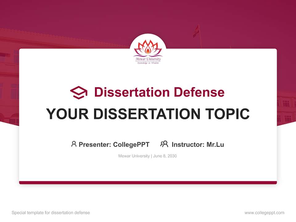 Mewar University Graduation Thesis Defense PPT Template4:3 ratio PPT effect preview image7