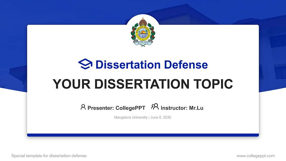 Mangalore University Graduation Thesis Defense PPT Template16:9 ratio PPT effect preview image