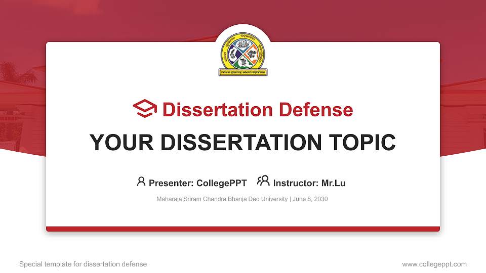 Maharaja Sriram Chandra Bhanja Deo University Graduation Thesis Defense PPT Template16:9 ratio PPT effect preview image