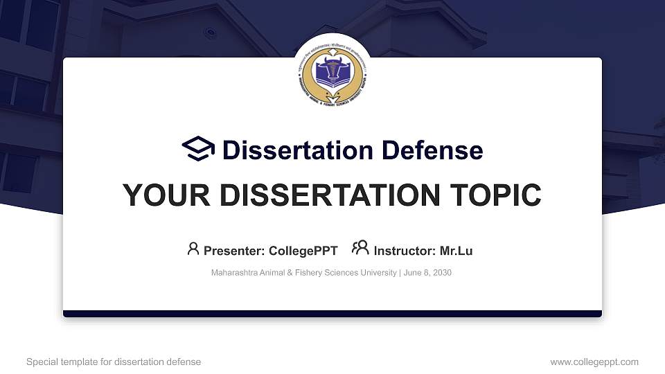 Maharashtra Animal & Fishery Sciences University Graduation Thesis Defense PPT Template16:9 ratio PPT effect preview image