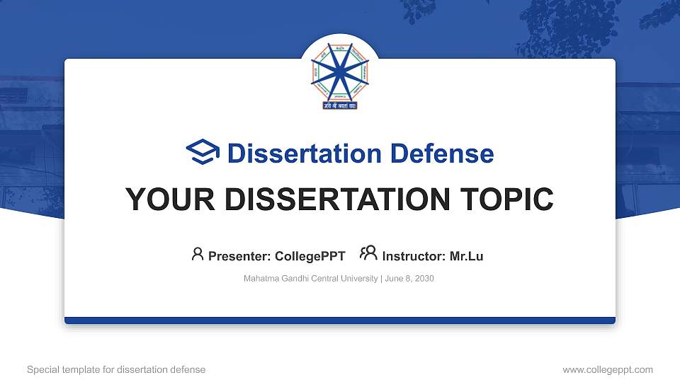 Mahatma Gandhi Central University Graduation Thesis Defense PPT Template16:9 ratio PPT effect preview image