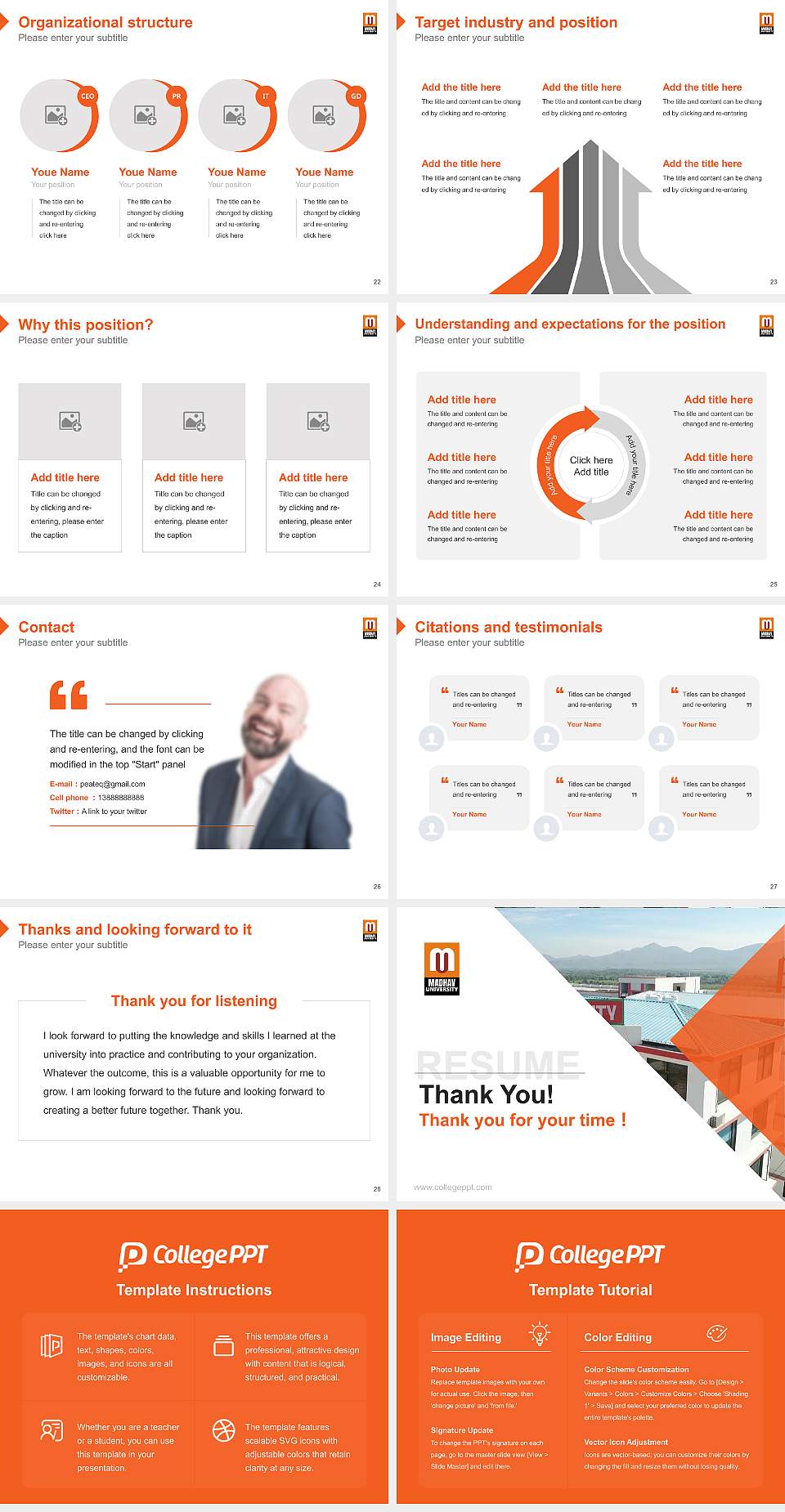 Madhav University Resume PPT Template4:3 ratio PPT effect preview image4