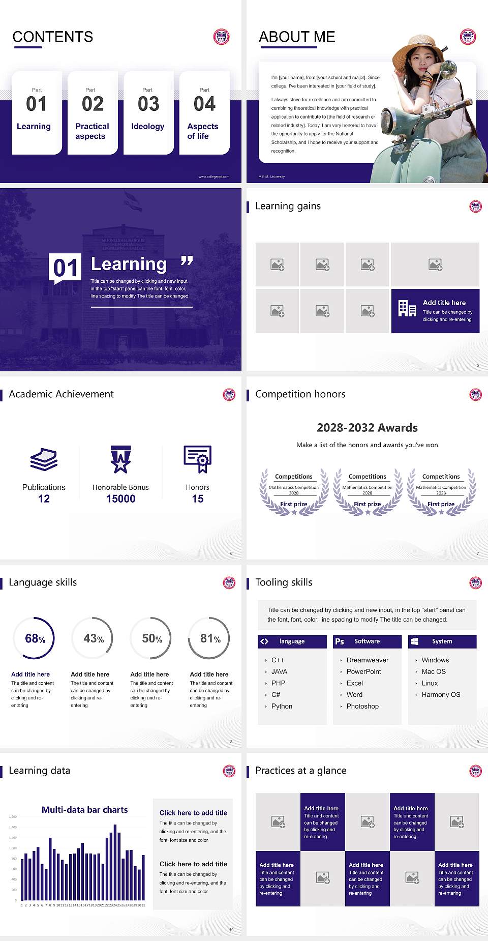 M.B.M. University National Scholarship Defense PPT Template4:3 ratio PPT effect preview image2