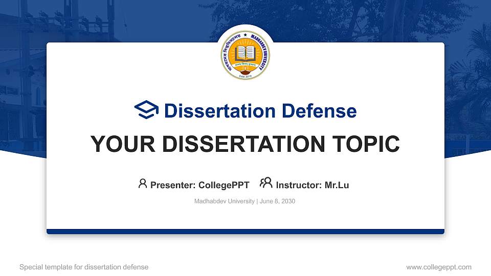 Madhabdev University Graduation Thesis Defense PPT Template16:9 ratio PPT effect preview image