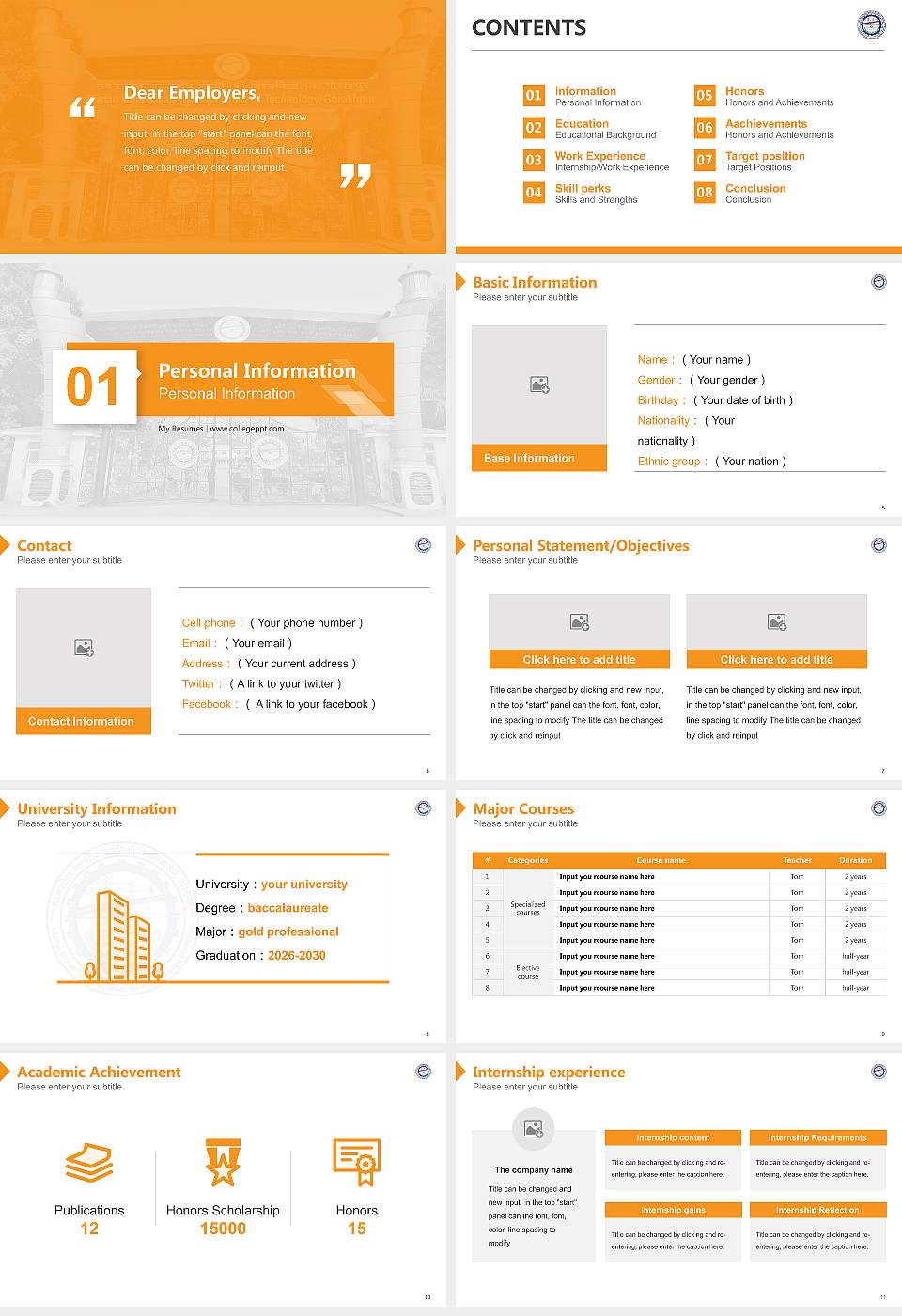 Madan Mohan?Malaviya?University of Technology Resume PPT Template16:9 ratio PPT effect preview image2