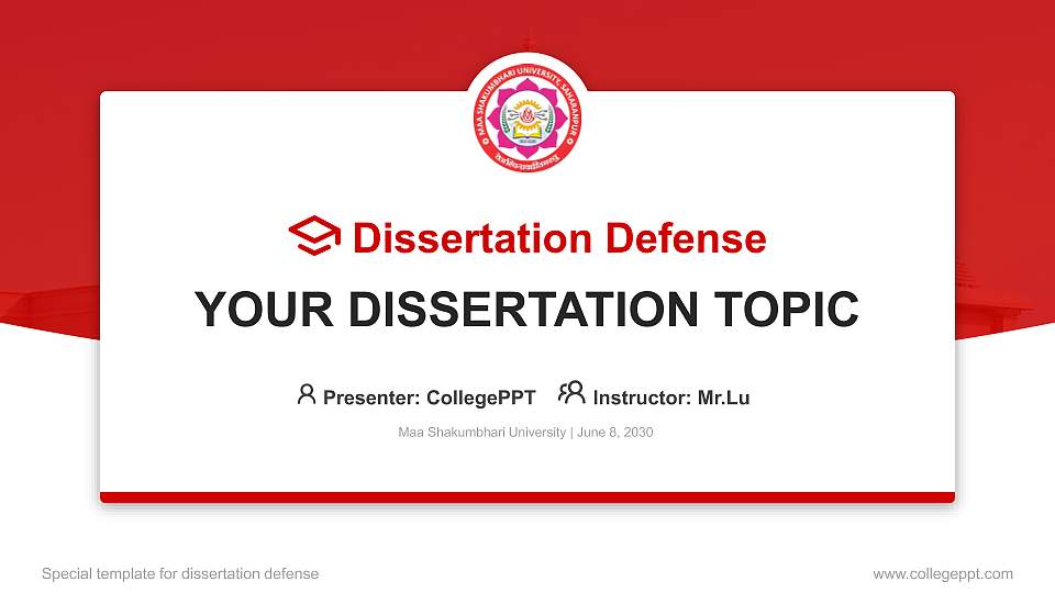 Maa Shakumbhari University Graduation Thesis Defense PPT Template16:9 ratio PPT effect preview image