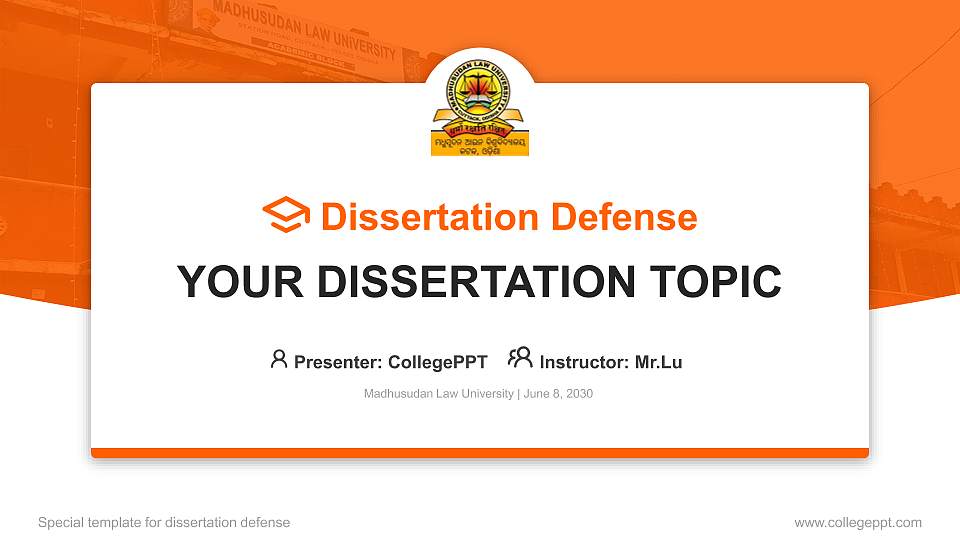 Madhusudan Law University Graduation Thesis Defense PPT Template16:9 ratio PPT effect preview image