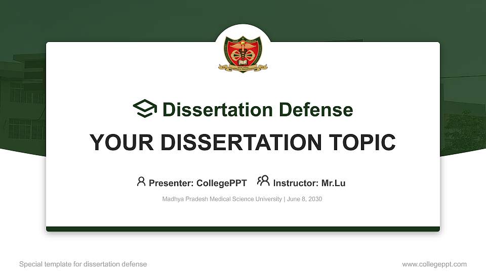 Madhya Pradesh Medical Science University Graduation Thesis Defense PPT Template16:9 ratio PPT effect preview image