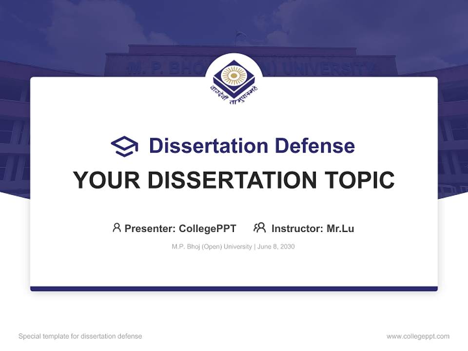 M.P. Bhoj (Open) University Graduation Thesis Defense PPT Template4:3 ratio PPT effect preview image7