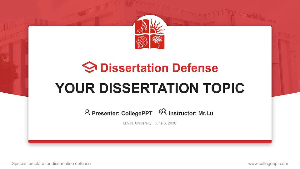 M.V.N. University Graduation Thesis Defense PPT Template16:9 ratio PPT effect preview image