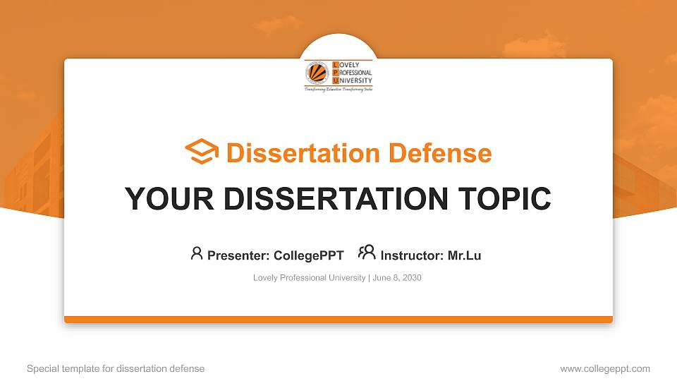 Lovely Professional University Graduation Thesis Defense PPT Template16:9 ratio PPT effect preview image