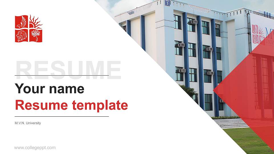 M.V.N. University Resume PPT Template16:9 ratio PPT effect preview image
