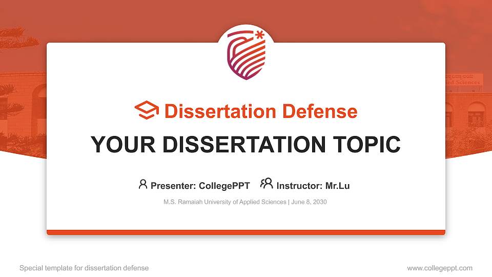 M.S. Ramaiah University of Applied Sciences Graduation Thesis Defense PPT Template16:9 ratio PPT effect preview image