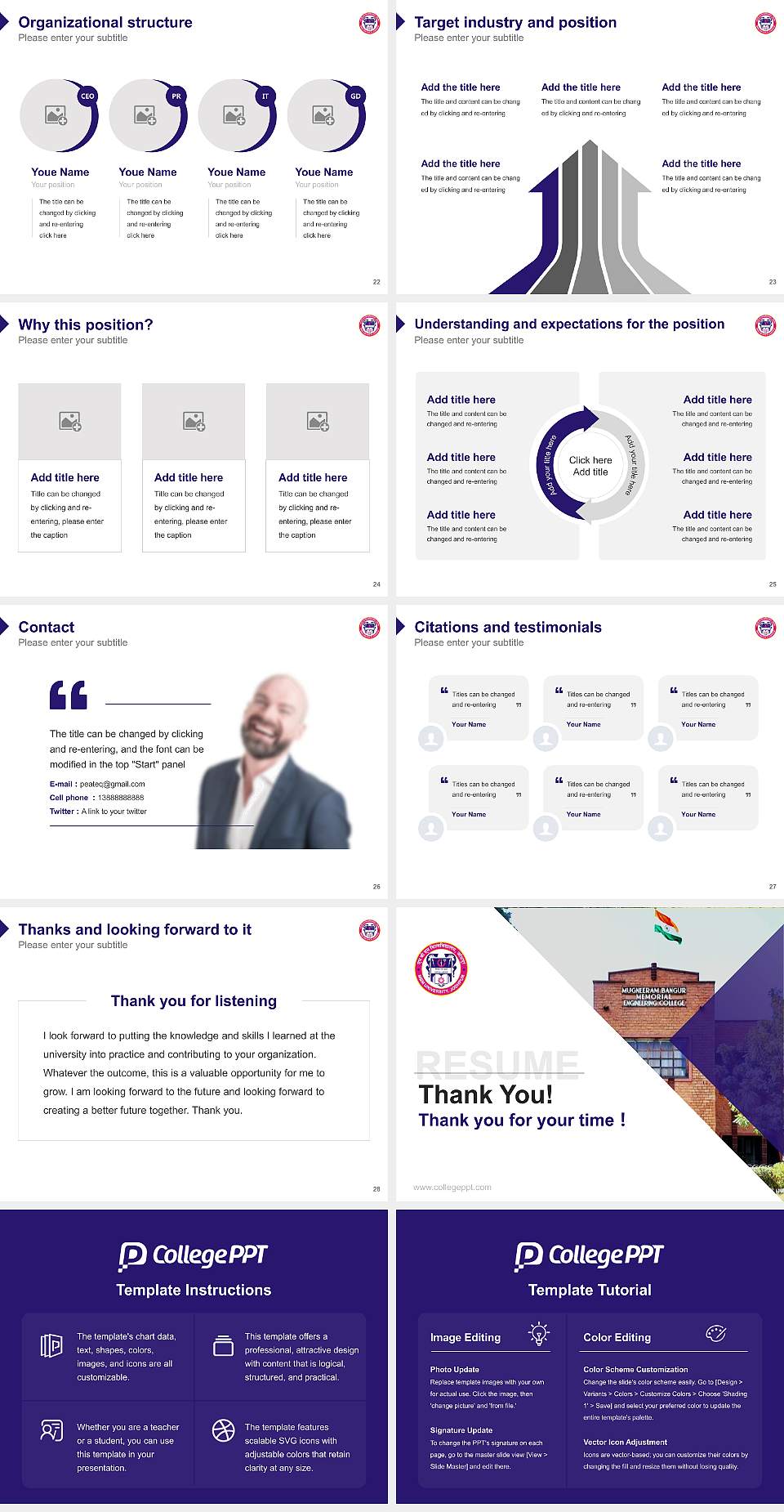 M.B.M. University Resume PPT Template4:3 ratio PPT effect preview image4