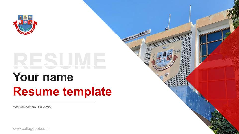 Madurai?Kamaraj?University Resume PPT Template16:9 ratio PPT effect preview image