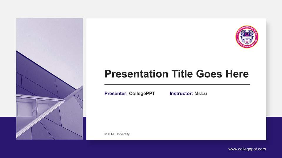 M.B.M. University General PPT Template16:9 ratio PPT effect preview image