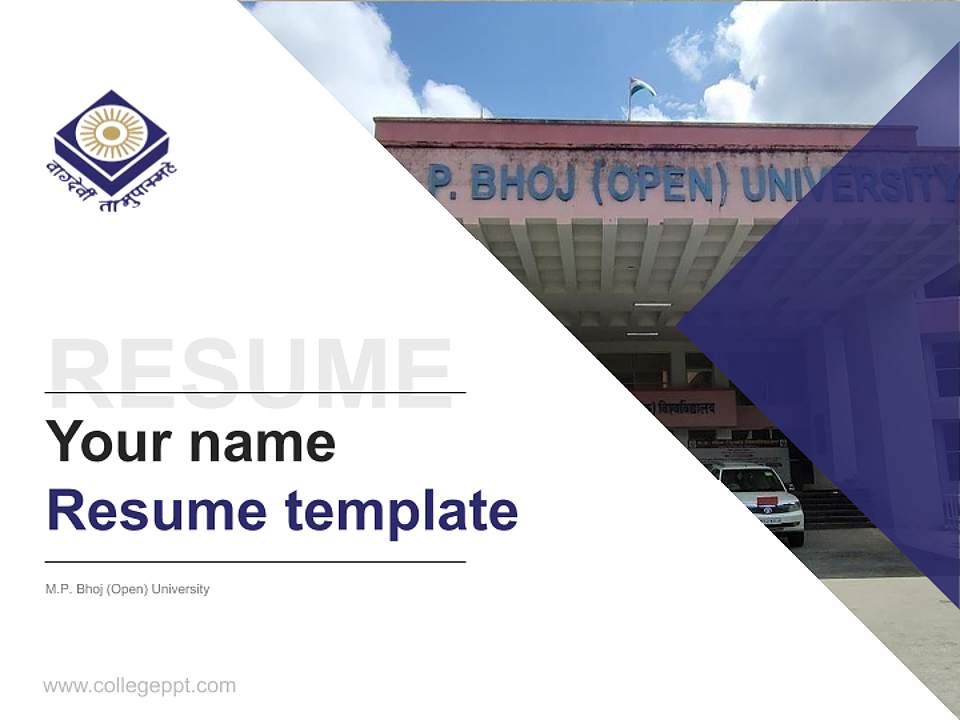 M.P. Bhoj (Open) University Resume PPT Template4:3 ratio PPT effect preview image5