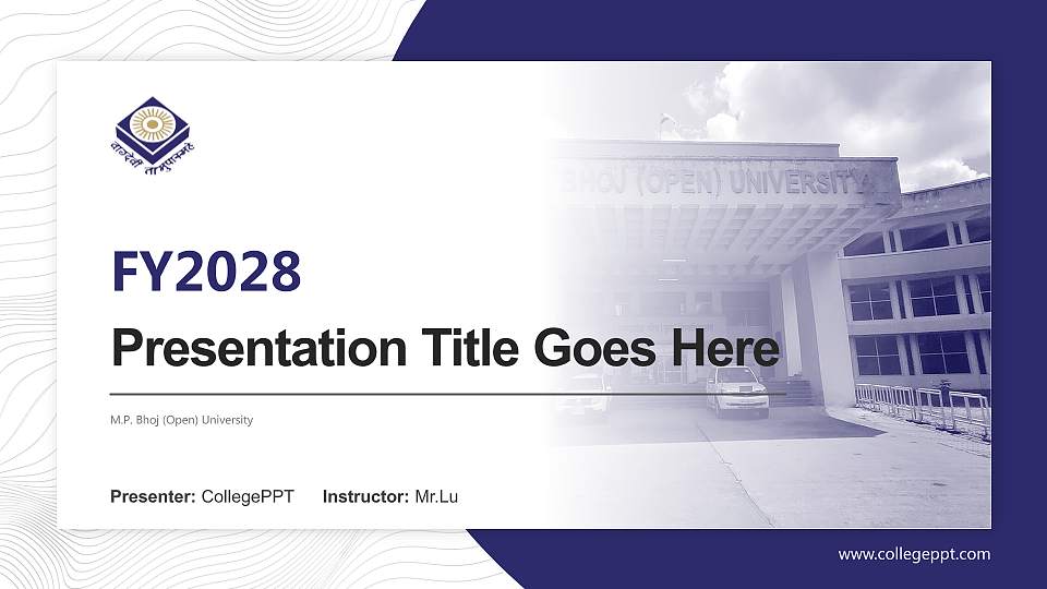 M.P. Bhoj (Open) University Academic Presentation/Research Findings Report PPT Template16:9 ratio PPT effect preview image