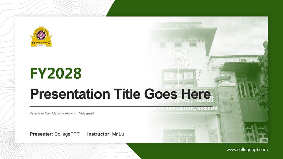 Vasantrao Naik Marathwada Krishi Vidyapeeth Academic Presentation/Research Findings Report PPT Template16:9 ratio PPT effect preview image
