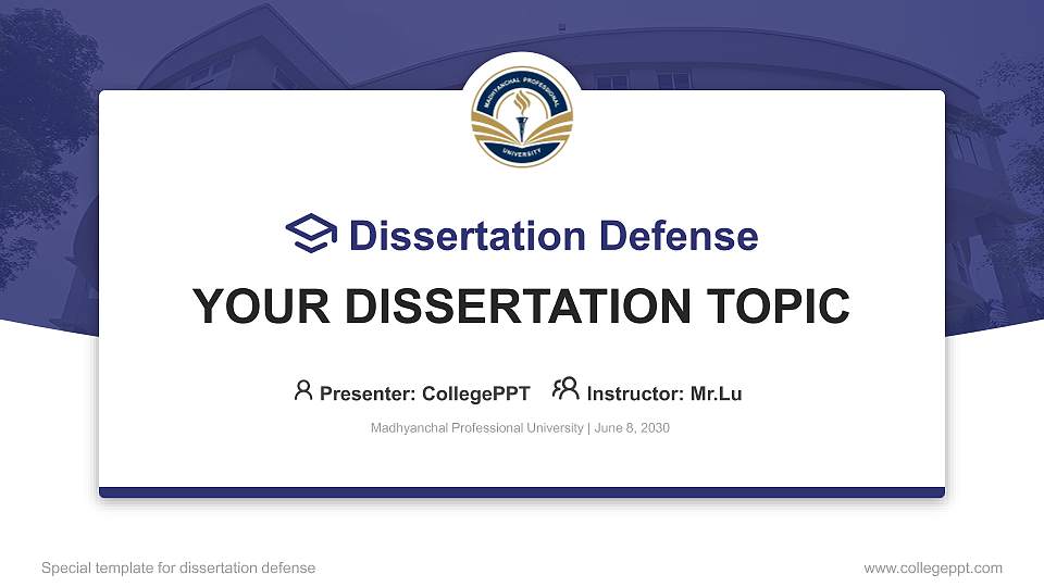 Madhyanchal Professional University Graduation Thesis Defense PPT Template16:9 ratio PPT effect preview image