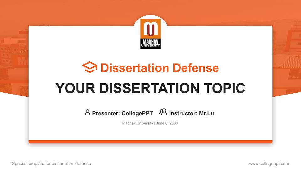 Madhav University Graduation Thesis Defense PPT Template16:9 ratio PPT effect preview image