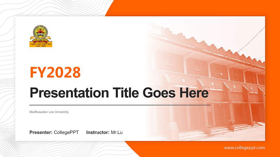 Madhusudan Law University Academic Presentation/Research Findings Report PPT Template16:9 ratio PPT effect preview image