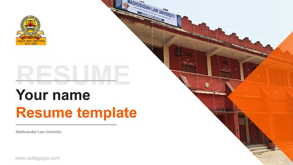 Madhusudan Law University Resume PPT Template16:9 ratio PPT effect preview image