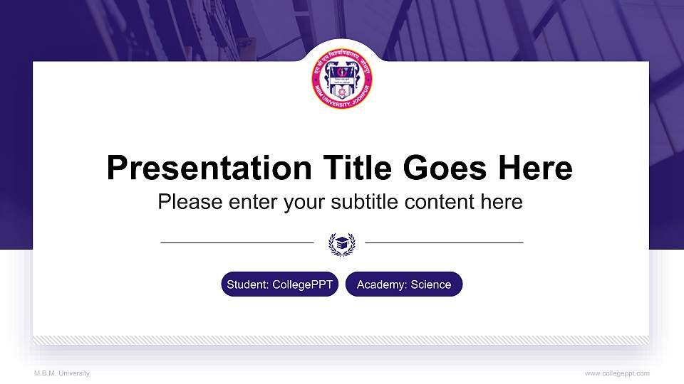 M.B.M. University National Scholarship Defense PPT Template16:9 ratio PPT effect preview image