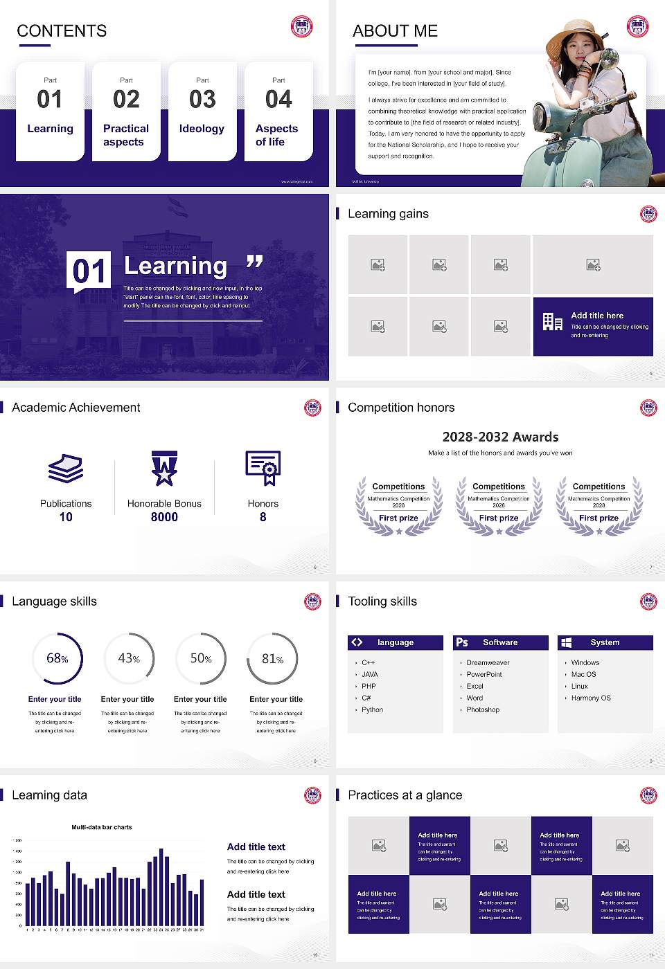 M.B.M. University National Scholarship Defense PPT Template16:9 ratio PPT effect preview image2