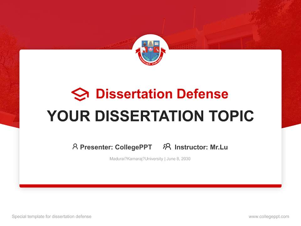 Madurai?Kamaraj?University Graduation Thesis Defense PPT Template4:3 ratio PPT effect preview image7
