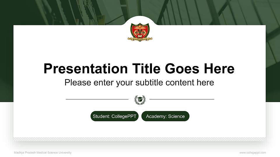 Madhya Pradesh Medical Science University National Scholarship Defense PPT Template16:9 ratio PPT effect preview image
