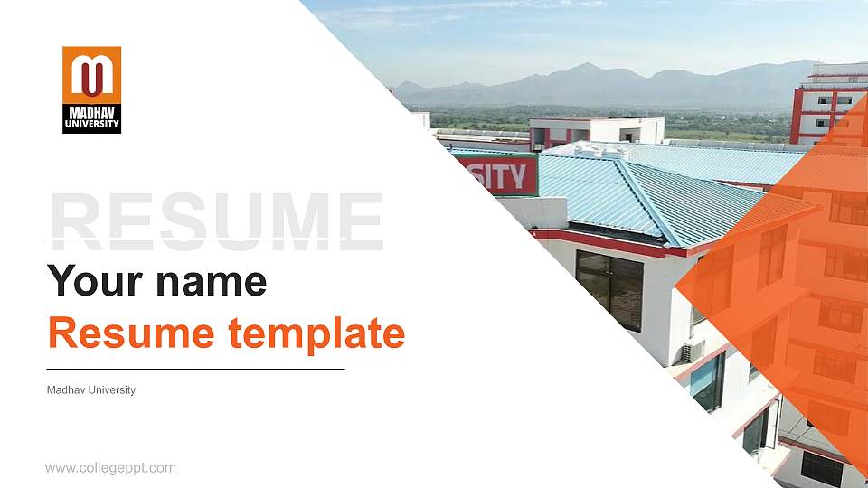 Madhav University Resume PPT Template16:9 ratio PPT effect preview image