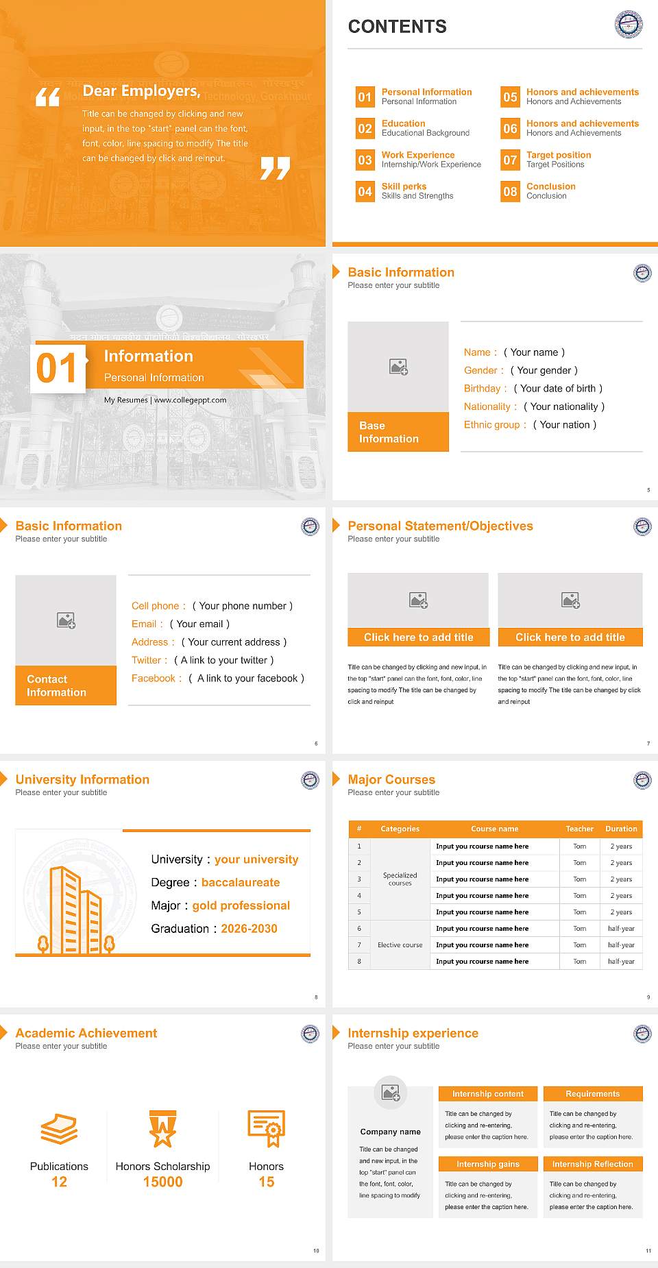 Madan Mohan?Malaviya?University of Technology Resume PPT Template4:3 ratio PPT effect preview image2