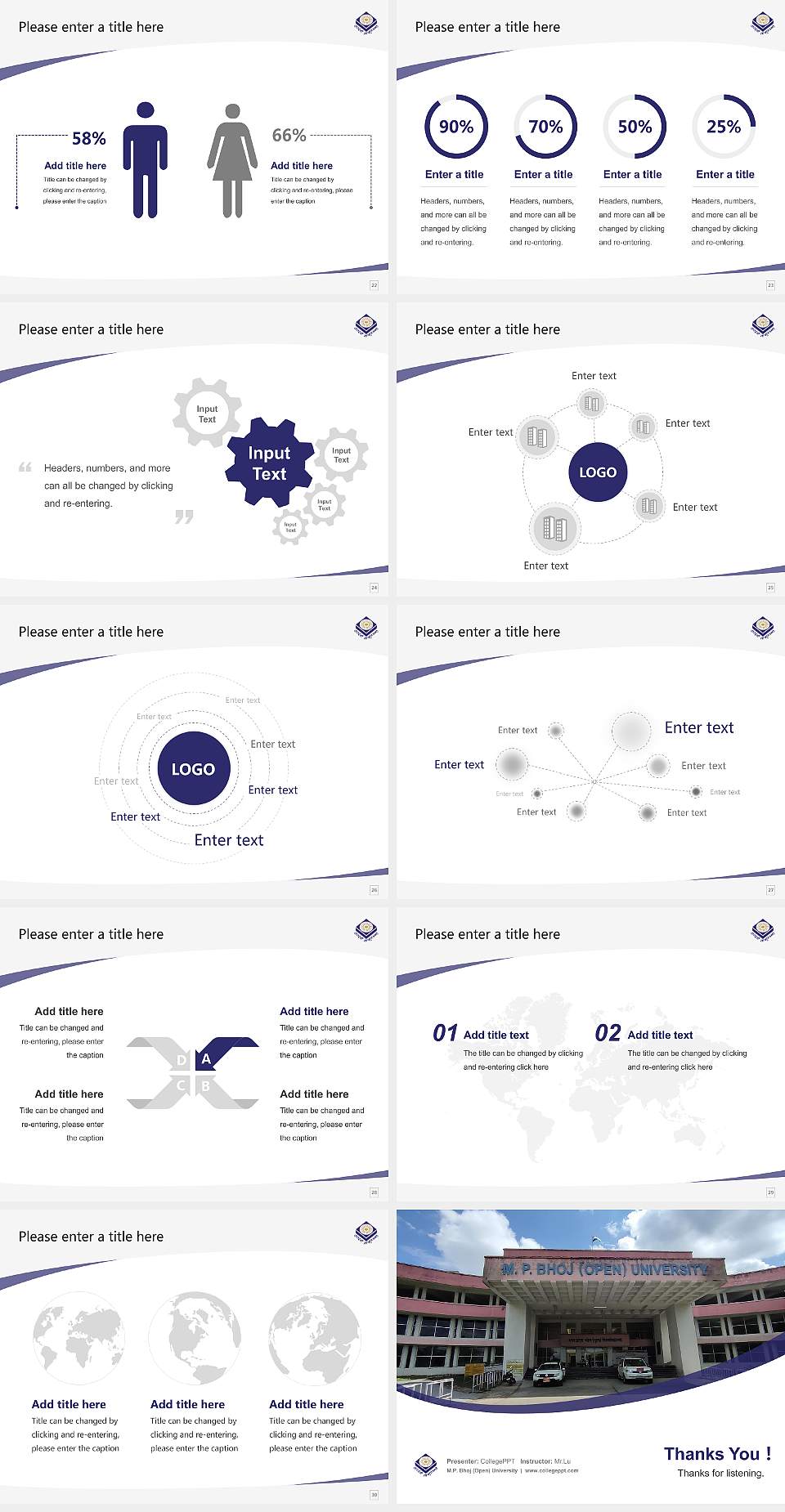 M.P. Bhoj (Open) University Course/Courseware Creation PPT Template4:3 ratio PPT effect preview image4