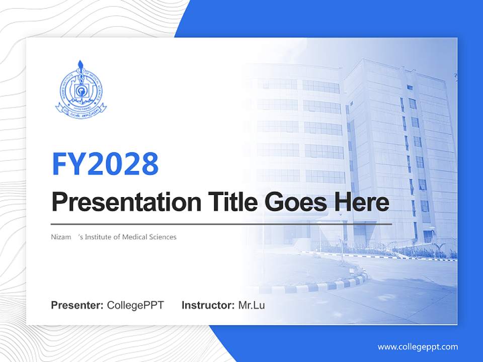 Nizam ‘s Institute of Medical Sciences Academic Presentation/Research Findings Report PPT Template4:3 ratio PPT effect preview image5