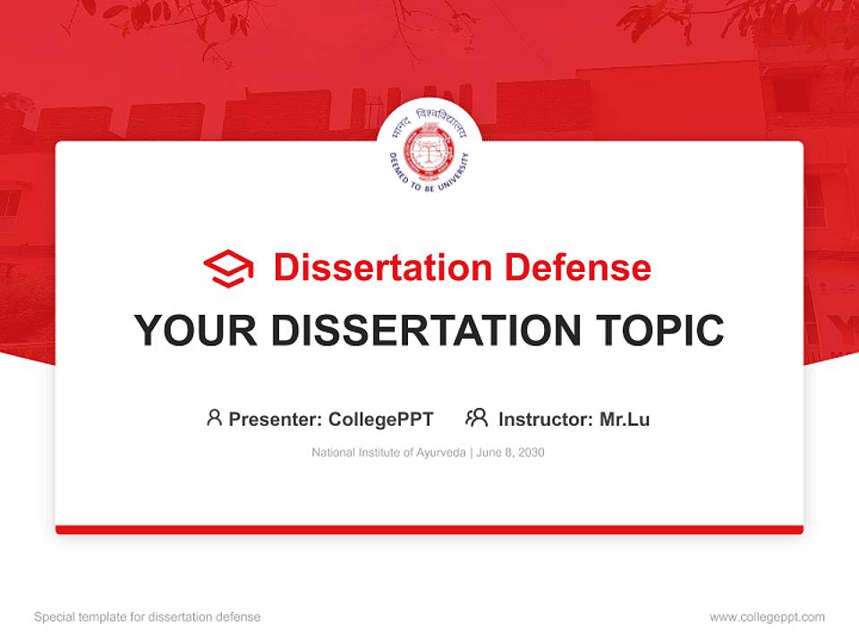 National Institute of Ayurveda Graduation Thesis Defense PPT Template4:3 ratio PPT effect preview image7