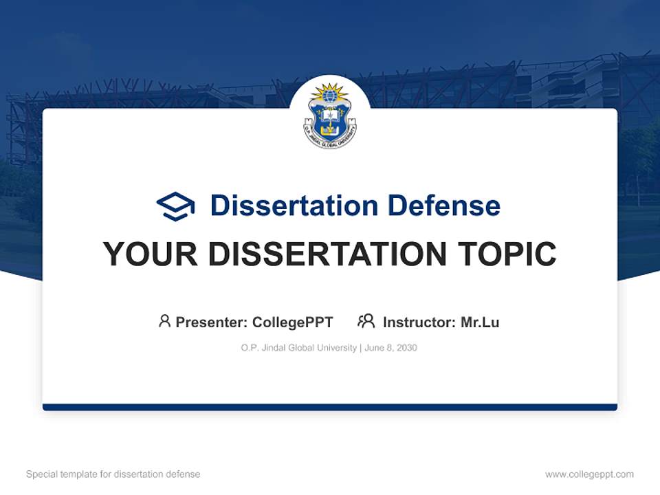 O.P. Jindal Global University Graduation Thesis Defense PPT Template4:3 ratio PPT effect preview image7
