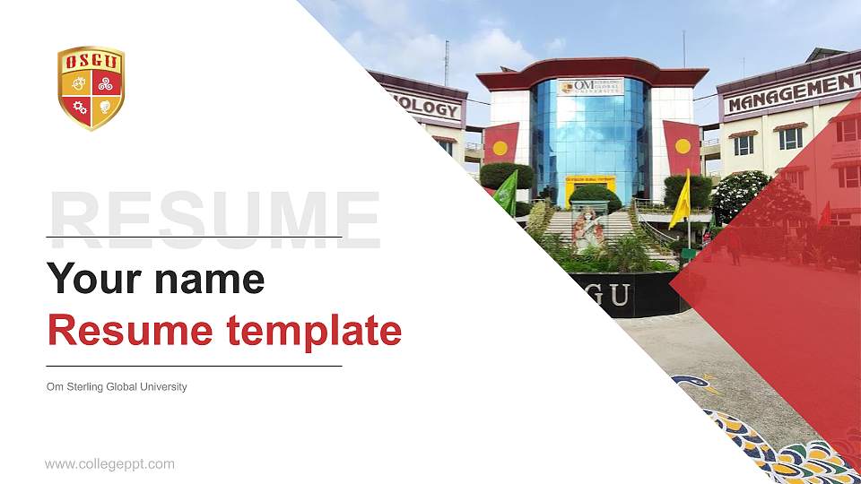 Om Sterling Global University Resume PPT Template16:9 ratio PPT effect preview image1
