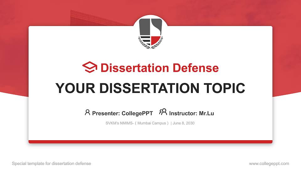 SVKM’s NMIMS-（Mumbai Campus） Graduation Thesis Defense PPT Template16:9 ratio PPT effect preview image