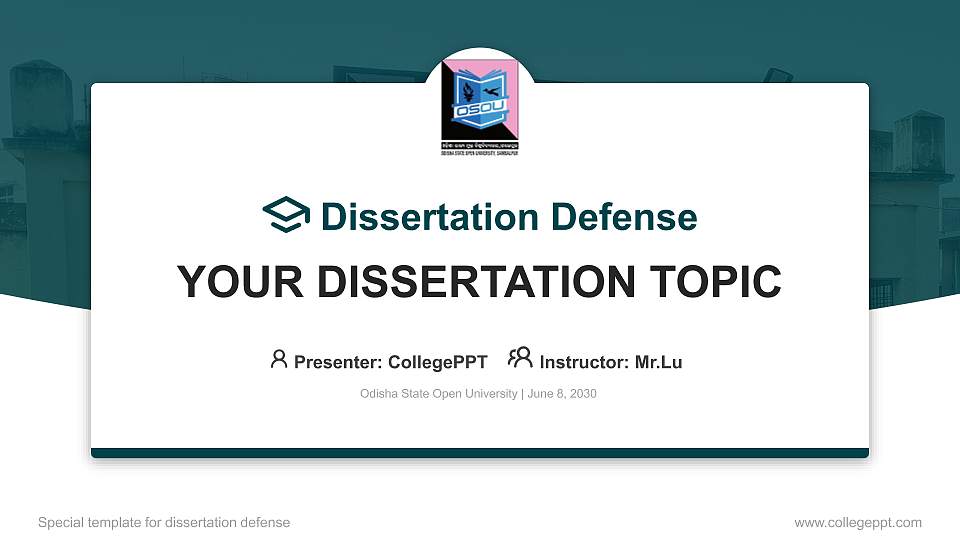 Odisha State Open University Graduation Thesis Defense PPT Template16:9 ratio PPT effect preview image