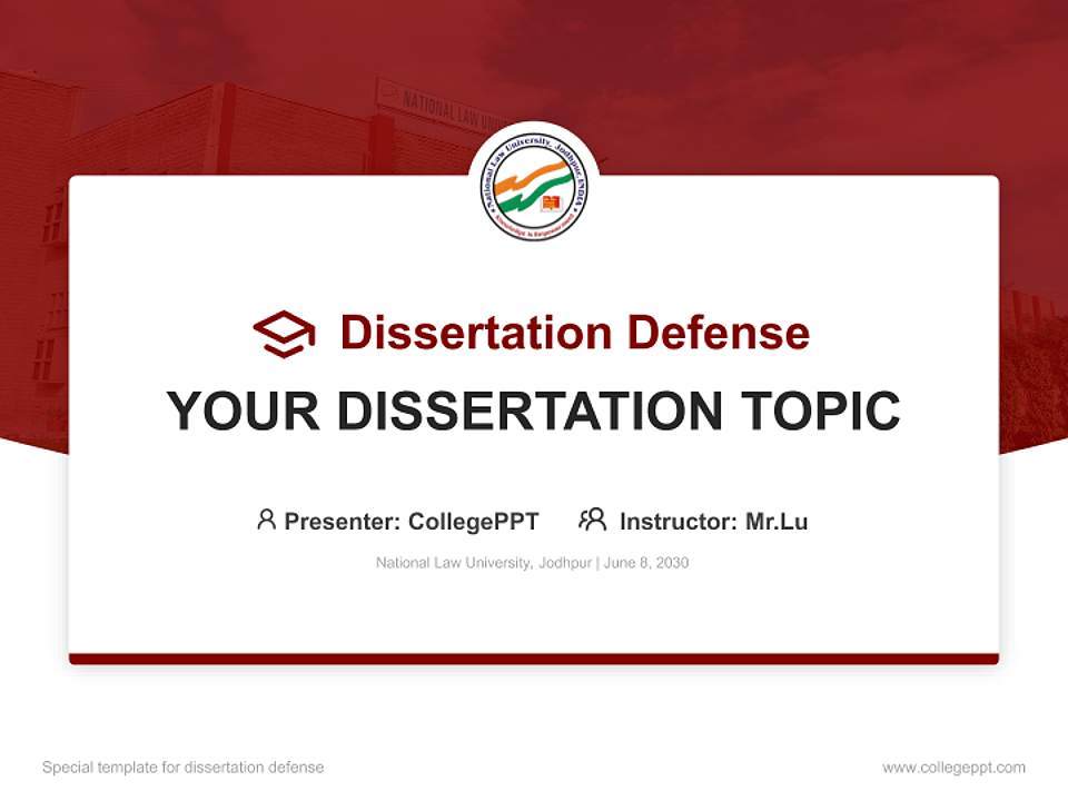 National Law University, Jodhpur Graduation Thesis Defense PPT Template4:3 ratio PPT effect preview image7