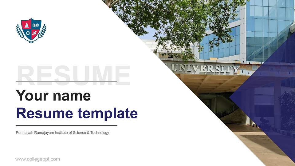 Ponnaiyah Ramajayam Institute of Science & Technology Resume PPT Template16:9 ratio PPT effect preview image