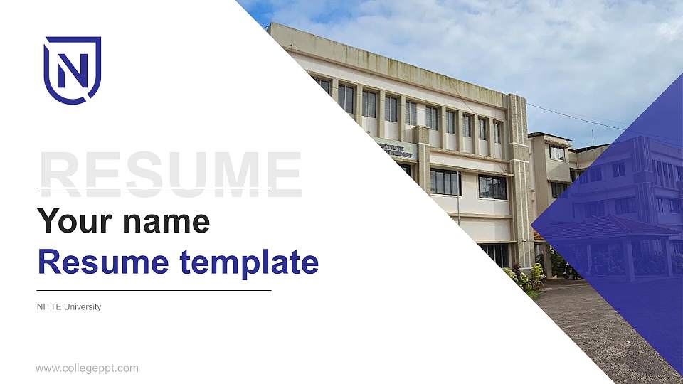 NITTE University Resume PPT Template16:9 ratio PPT effect preview image