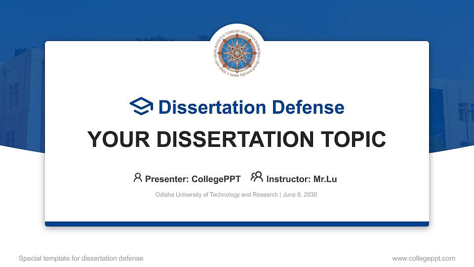 Odisha University of Technology and Research Graduation Thesis Defense PPT Template16:9 ratio PPT effect preview image