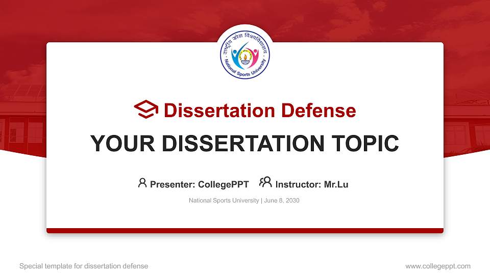 National Sports University Graduation Thesis Defense PPT Template16:9 ratio PPT effect preview image