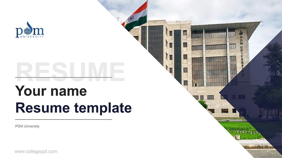 PDM University Resume PPT Template16:9 ratio PPT effect preview image
