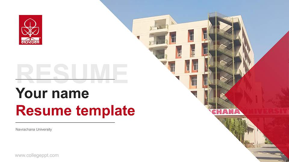 Navrachana University Resume PPT Template16:9 ratio PPT effect preview image