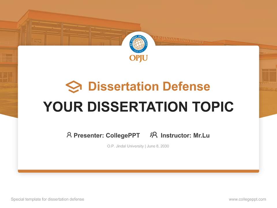 O.P. Jindal University Graduation Thesis Defense PPT Template4:3 ratio PPT effect preview image7