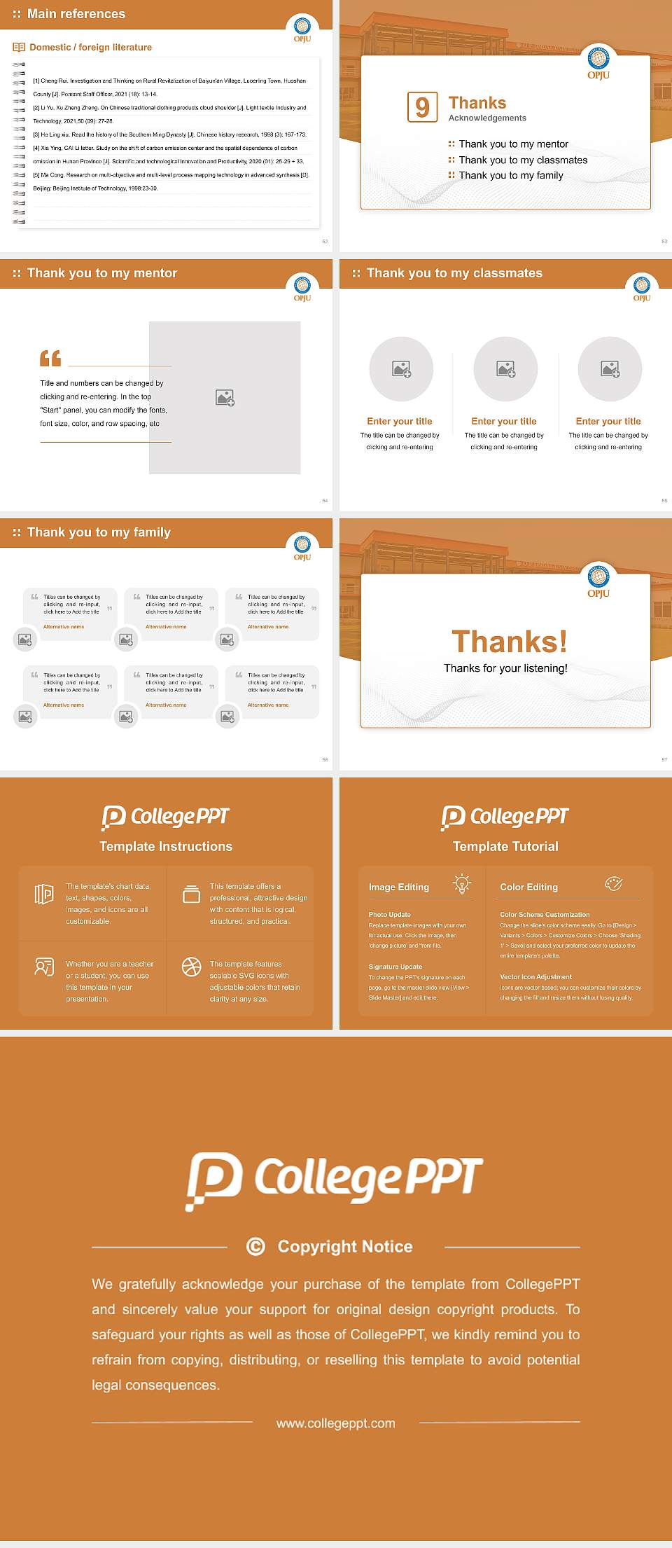 O.P. Jindal University Graduation Thesis Defense PPT Template4:3 ratio PPT effect preview image7