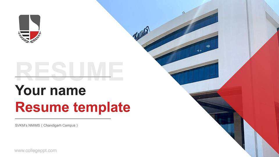 SVKM’s NMIMS（Chandigarh Campus） Resume PPT Template16:9 ratio PPT effect preview image
